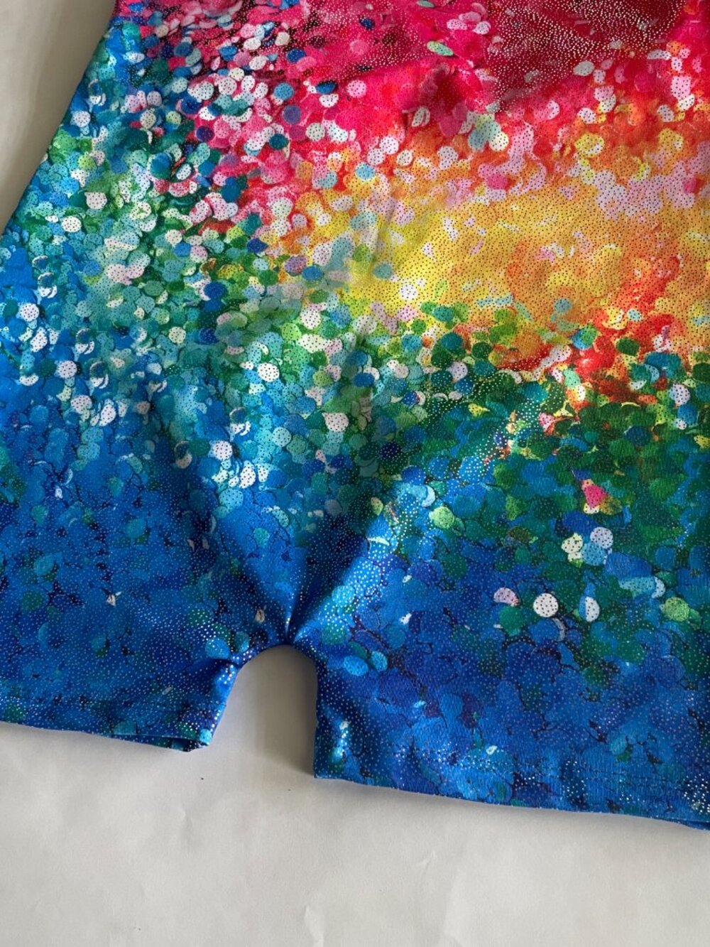 Rainbow Sparkle Gymnastics Biketard Leotard